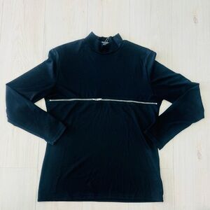 Black Long Sleeve Top with Zipper Detail